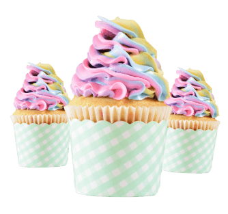 Decorated cupcakes with pink frosting